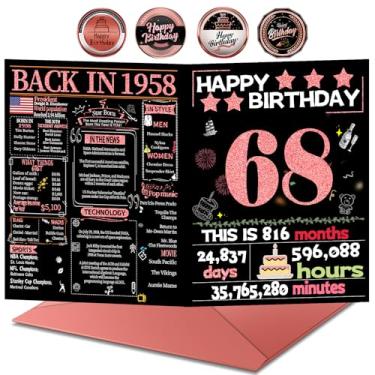 Imagem de Joycard Cartão de aniversário de 68 anos com envelope, decorações de aniversário de 68 anos para mulheres, presentes de aniversário de 68 anos para mãe, cartões de feliz aniversário para esposa de 68