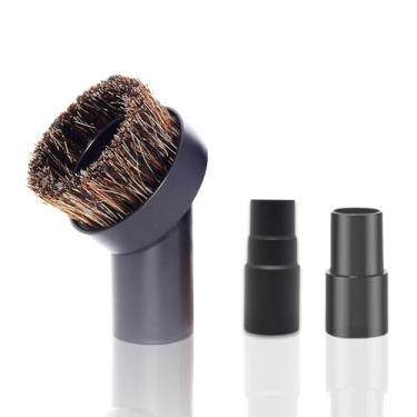 Imagem de GHAMADE Acessório de escova a vácuo de pelos de cavalo com adaptadores, escova a vácuo de 3,5 cm para aspirador de pó, cerdas macias para detalhes de carros, móveis, persianas, saídas de ar e