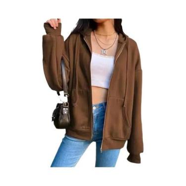 Imagem de Moletom Feminino De Manga Longa Com Capuz E Zíper, Casual E Estiloso, 