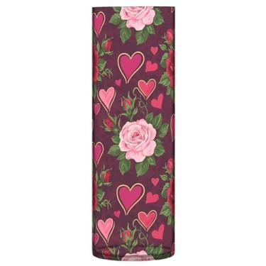 Imagem de CEBUGI Vaso de flores com corações de rosa, 10 x 30 cm, vaso cilíndrico para flores, vaso transparente inquebrável para festa de casamento, decoração de casa