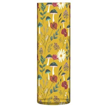 Imagem de CEBUGI Vaso de flor de cogumelo 10 x 30 cm, vaso cilíndrico para flores, vaso transparente inquebrável para decoração de casa de festa de casamento