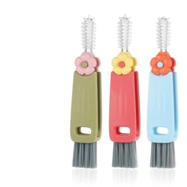 Imagem de 3 peças 3 em 1 escova de limpeza de tampa de copo, escova de limpeza multifuncional de 12,8 x 2,4 cm, escova de limpeza para tampa de copo para cozinha doméstica, ferramentas de limpeza de lacunas de