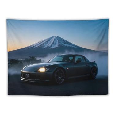 Imagem de HouLaiZhe JDM Tapeçaria de carro Monte Fuji Jdm carro S2000 neblina grossa pendurar na parede quarto decoração de casa tapeçarias estética piquenique decoração de parede arte de parede para dormitório