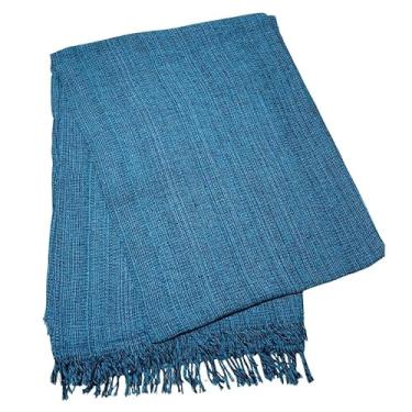 Imagem de Manta de Sofá Gigante 210x120cm em Algodão – Manta Artesanal para Sofá e Cama Decorativa(Turquesa Mesclado)