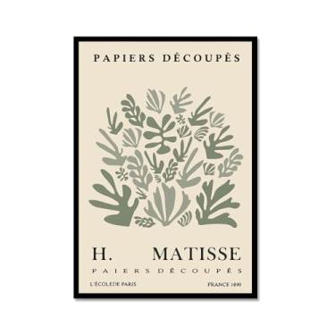 Imagem de Impressão de arte de parede verde sálvia Matisse impressão abstrata mercado de flores Picasso exposição pôsteres em tela minimalista linha arte folha boho decoração de quarto (SKU3,16x24") (40x60 cm