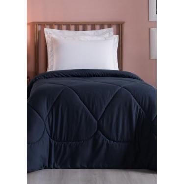 Imagem de Cobertor Edredom Solteiro Dupla Face 200 Fios Toque Macio –Tecnologia Antipilling (Azul Marinho)