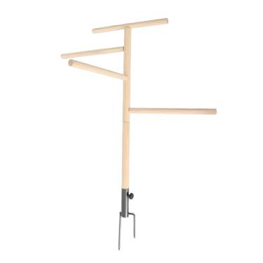 Imagem de Cryfokt Suporte de Poleiro de Frango de Madeira Premium, Aumentando Os Benefícios de Saúde para Galinhas e Pássaros, Estaca de Ferro Incluída, Madeira de Pinho e Material de Ferro