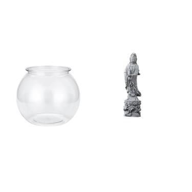 Imagem de Whtkoph Vaso Pequeno E Transparente para Aquário, Enfeite de Mesa de Escritório com Estátua de Guan Yin, Pedra Feng Shui, Decoração Budista, Decoração de Cabe