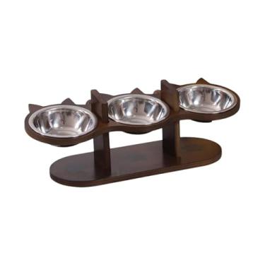 Imagem de Dualoai Comedouro para cães e gatos com 3 tigelas de aço inoxidável para cães de pequeno porte.