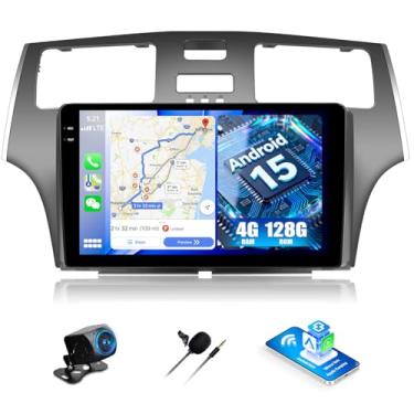 Imagem de Rádio estéreo automotivo Android 4G + 128G para Lexus ES 2001-2005, tela sensível ao toque de 9 polegadas com WiFi, Bluetooth, Carplay, Android, câmera de backup com GPS, SWC FM RDS MIC