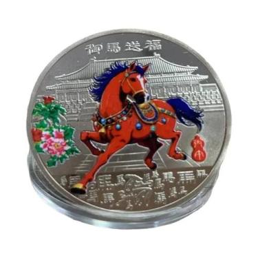 Imagem de Moeda Decorativa Do Zodíaco Do Ano Do Cavalo Medalha Comemorativa Colo