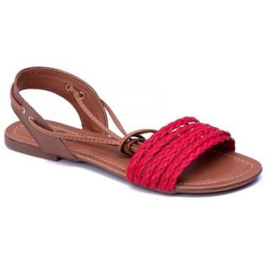 Imagem de Sandália Feminina Rasteira Vermelha Amarrar Bellmarques-Feminino