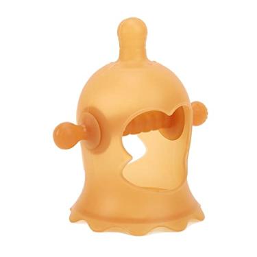 Imagem de aqxreight Mordedor de Mão de Pulso Silicone Moer Dentes Seguro Aliviar o Desconforto da Gengiva Mordedor de bebê Com 3 Chupetas Realistas Rosa Transparente Não há Clipes é o Usado Em Confortável que (Marrom)