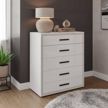Imagem de Cômoda Valência 5 Gavetas Branco Politorno Móveis