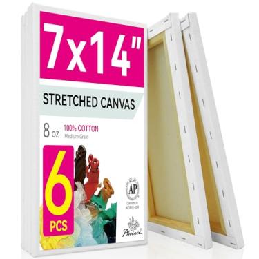 Imagem de PHOENIX Pintura artística em tela esticada de algodão branco - 18 x 35 cm / 6 pacotes - perfil de 1,5 cm com primer triplo para tintas a óleo e acrílicas