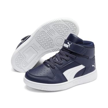 Imagem de PUMA Tênis infantil unissex com gancho e laço de couro sintético Rebound Layup, Puma Team Royal/PUMA Black/PUMA Black, 13.5 Little Kid