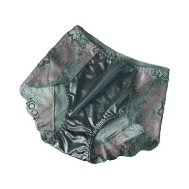 Imagem de Calcinhas De Renda Floral Femininas Em Seda Respirável Com Cintura Méd