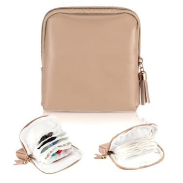 Imagem de Josojoou Estojo pequeno de joias de viagem, bolsa de veludo macio com zíper, bolsa organizadora de joias portátil com bolsas pequenas para pulseiras de brincos de cristal de cura de pedras preciosas