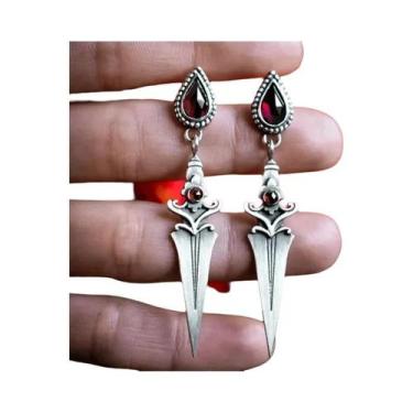 Imagem de Brincos Pendentes De Rosa Negra Gótica De Vampiro E Bruxa Para Mulhere