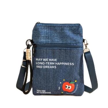 Imagem de Bolsas pequenas transversais femininas modernas de lona fofas para celular com corda antiperda e alça de ombro, Appale, Medium, Tendência