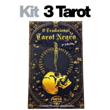 Imagem de Kit 3 Baralhos O Tradicional Tarot Negro 78 Cartas Plastificadas - Lua