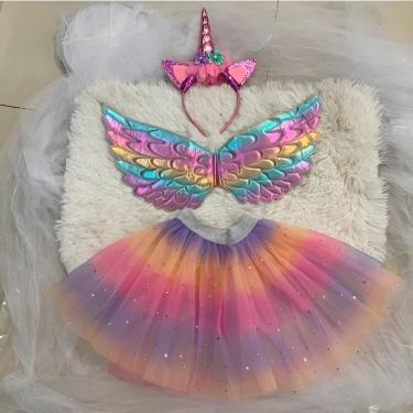 Imagem de Kit Fantasia Unicórnio Rosa Magia e Diversão Crianças