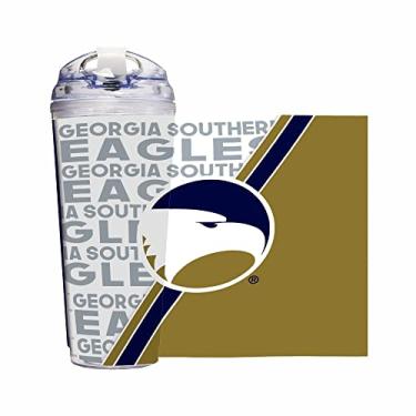 Imagem de Rico Industries Copo de acrílico padrão NCAA Georgia Southern Eagles de 680 g com tampa articulada, copo de parede dupla oficialmente licenciado com canudo