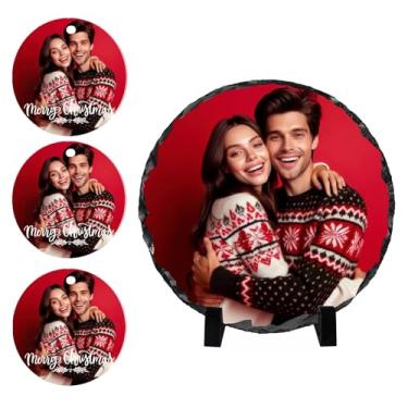 Imagem de Oirquent Presentes fotográficos personalizados Quepitty para avó - Placa de ardósia personalizada com design impresso, decoração de Natal exclusiva para a família e presente