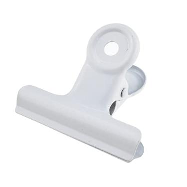 Imagem de HAHIYO Clipes de buldogue branco de 5 cm, clipes de metal para dobradiça, clipes para fichário economizam espaço, garras fortes de mola, livro com aderência sólida, borda rebarbada plana para pendurar fotos, parede, grade, comida para cães, 13 peças