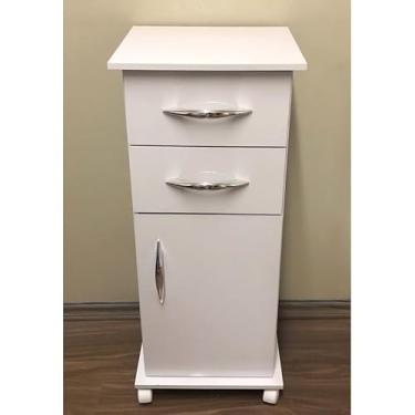 Imagem de Armario Gaveteiro Balcão Multiuso 2 Gavetas com Rodinhas Banheiro (Branco)