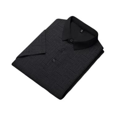 Imagem de Camisa Polo Casual De Negócios Masculina Com Estampa, Manga Curta, Con