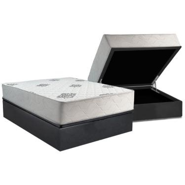 Imagem de Cama Box Baú Casal: Colchão Ortopédico Inovaflex Comfort Premium+base Crc Corano Gray (138x188)