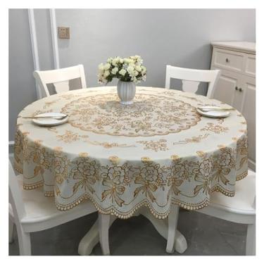 Imagem de Toalha de mesa redonda toalha de mesa de plástico não lavável, toalha de mesa grossa para uso doméstico, simples, grande, redonda, tapete de mesa (C,135 cm)