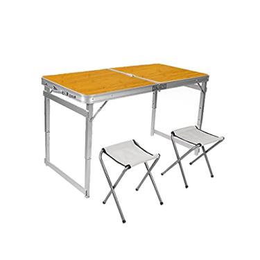 Imagem de U5GAAALPPQ9 Mesa dobrável e cadeiras dobráveis para ambientes internos e externos mesa de jantar dobrável com alça 3 alturas ajustáveis mesa de computador (cor: W + cadeiras) (Y + cadeiras)