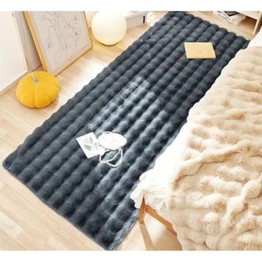 Imagem de Tapete De Inverno Espesso Cabeceira De Cama Antiderrapante Quarto De Dormir 60x90 CM (JY-117 Cinza escuro)