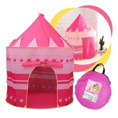 Imagem de MagicCamp™ Barraca Cabana Infantil Tenda dos Sonhos de Acampamento – Casinha Castelinho Rosa, Diversão Criativa e Espaço Seguro