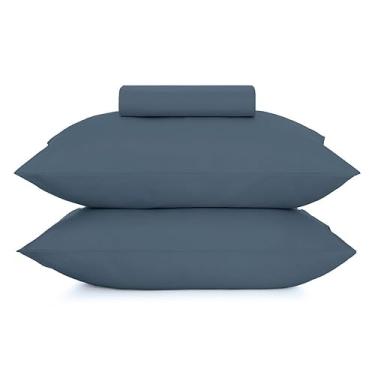 Imagem de Jogo Cama Simples 3pc Toque Acetinado - Azul Dimensão Casal