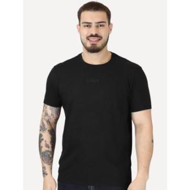 Imagem de Camiseta Guess Masculina Logo Centro Bordado Preta-Masculino