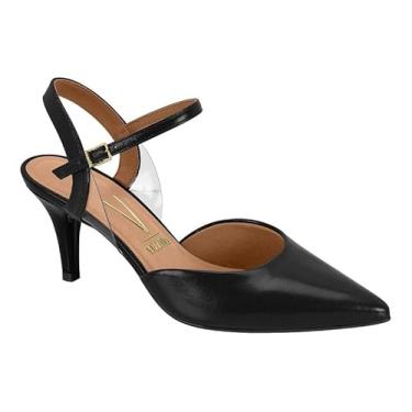 Imagem de Scarpin Aberto Atrás com Detalhe em Vinil Vizzano (Preto, BR, Adulto, Numérico, 39)