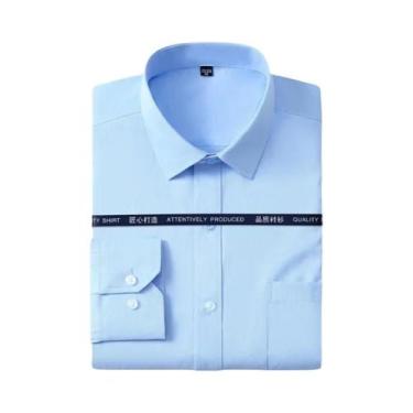 Imagem de Camisa Formal Masculina 7XL De Manga Longa Antirrugas, Cor Sólida, Par