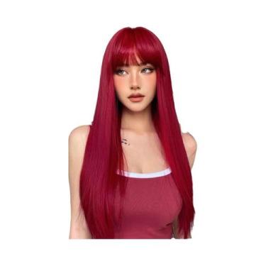 Imagem de Peruca Sintética Longa E Lisa Branca Para Mulheres, Cabelo Colorido Pa