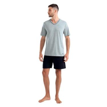 Imagem de Pijama Curto Algodão Mash Gola V com Vivo, Cinza, G