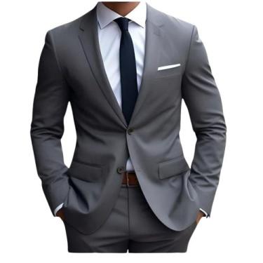 Imagem de Terno Masculino Italiano Cinza Escuro Premium  - Fressart, Paletó 42 c