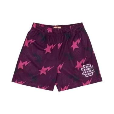 Imagem de Shorts Masculinos Florais De Malha Para Academia, Basquete E Praia - C