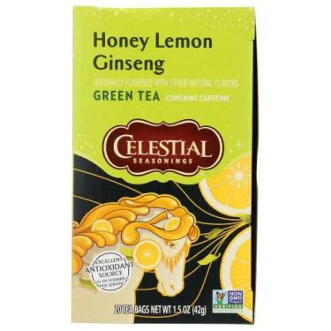 Imagem de Sachets de Chá Verde com Mel, Limão e Ginseng Celestial Seasonings, 20