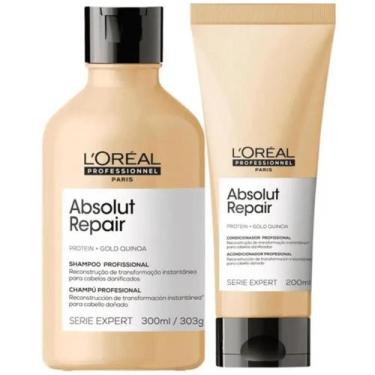 Imagem de Kit L'Oréal Absolut Repair Shampoo 300ml e Condicionador 200ml Gold Qu