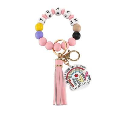 Imagem de Porta-chaves Boho com contas To My Teacher, presente de agradecimento ao professor, joias de Natal, presente, A3: rosa, G