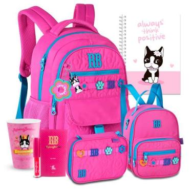 Imagem de Kit Mochila Passeio Flores Rebecca Bonbon Estojo Lancheira, RB26235 Ro
