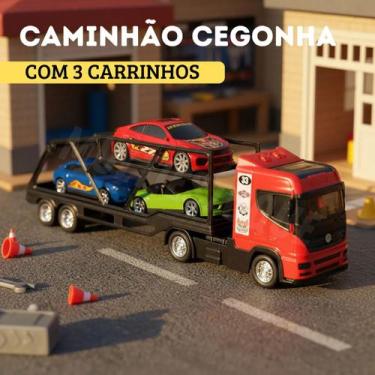 Imagem de Caminhão Cegonheira Grande com 3 Carrinhos - Vermelho - BS TOYS