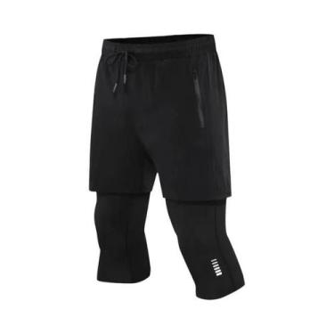 Imagem de Calças Esportivas Masculinas De Compressão 2 Em 1 De Secagem Rápida, S